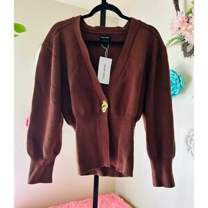 Urban Revivo Brown Ribbed Knit Cardigan US 6